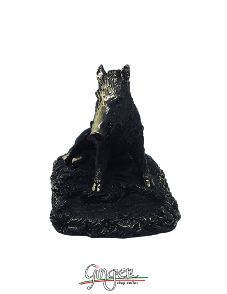 Porcellino di Firenze con foglia bronzo - 15 cm