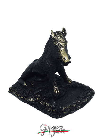 Porcellino di Firenze con foglia bronzo - 15 cm