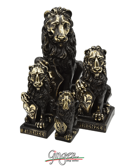 Marzocco - Reproduction of Donatello's original statue with bronze leaf - 4,33"