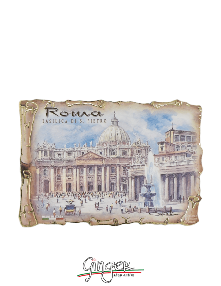Calamita in legno con disegni di Poliziano - Roma: Basilica di San Pietro