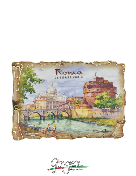 Calamita in legno con disegni di Poliziano - Roma: Castel Sant'Angelo