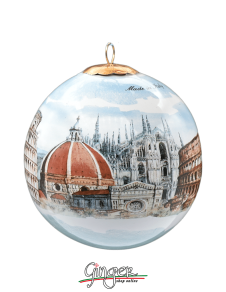 Palla di Natale in porcellana - 45 mm Carta Fiorentina