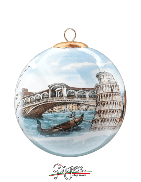 Palla di Natale in porcellana - 45 mm Carta Fiorentina