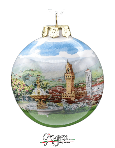 Palla di Natale in porcellana - 45 mm Carta Fiorentina