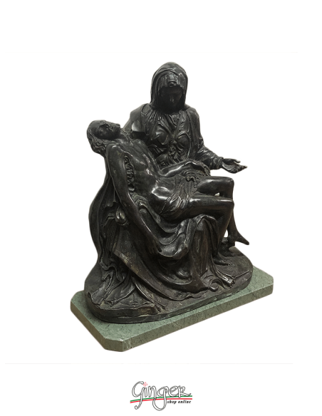 Pietà Vaticana in bronzo - 43 cm - con base in marmo verde