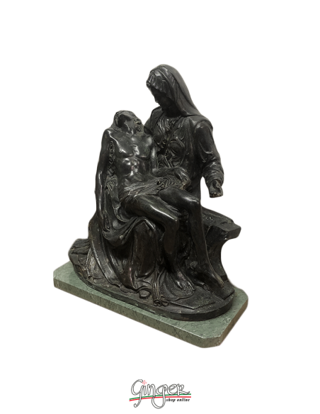 Pietà Vaticana in bronzo - 43 cm - con base in marmo verde