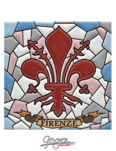 Hand painted and glazed ceramic tile - Florence: the Lily (4.33x4.33 in.)