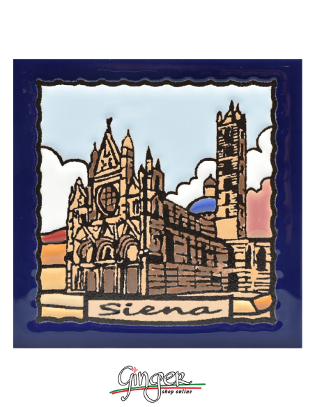 Hand painted and glazed ceramic tile - Tuscany: Siena (4.33x4.33 in.)