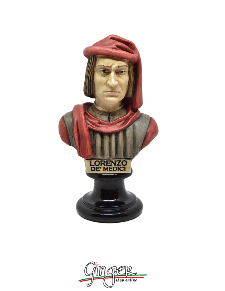 Lorenzo de Medici "the Magnificent" - bust 5.9 in. (15 cm) hand painted