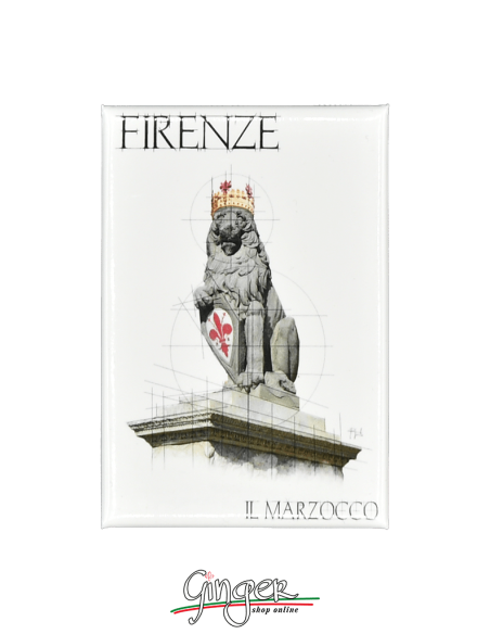 Calamita con monumenti e disegni di Firenze: Leone Marzocco