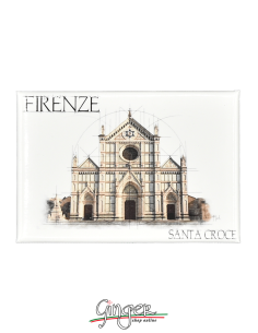 Fridge magnet with drawings and pictures of Florence: Santa Croce