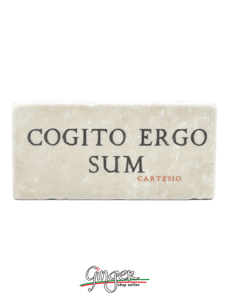 Magnet in real raw Italian marble - Cogito ergo sum (I think, therefore I am)