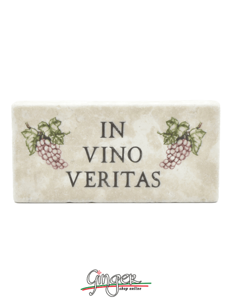 Magnet in real raw Italian marble - In vino veritas (in wine there is truth)