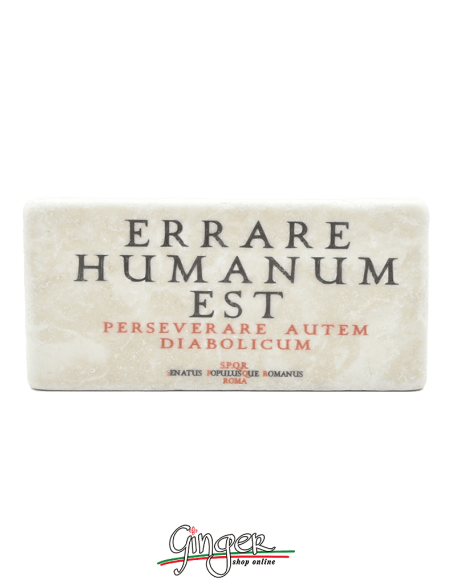 "New" - Magnet in real raw Italian marble - Errare humanum est (To err is human)