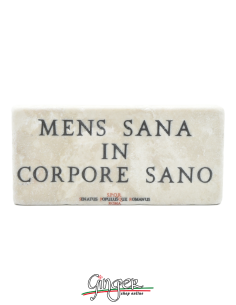 "New" - Magnet in real raw Italian marble - Mens sana in corpore sano (A healthy mind in a healthy body)