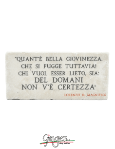 "New" - Magnet in real raw Italian marble - Quant'è bella giovinezza ... (How beautiful youth is...) (