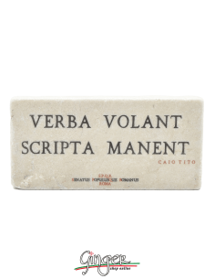 "New" - Magnet in real raw Italian marble - Verba volant, scripta manent (Spoken words fly away, written words remain)