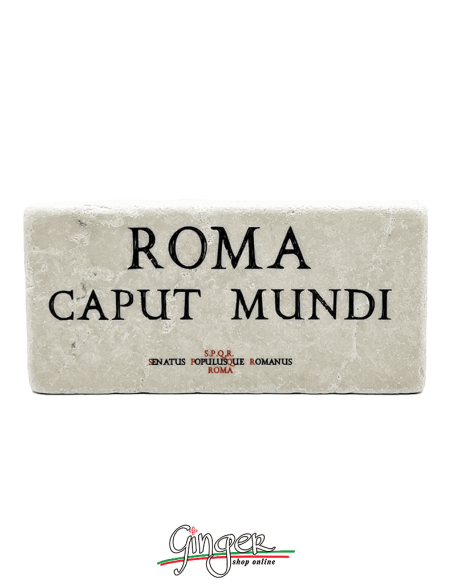 "New" - Magnet in real raw Italian marble - Roma caput mundi (Rome, capital of the world)