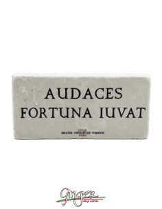 "New" - Magnet in real raw Italian marble - Audaces fortuna iuvat (Fortune favours the brave)