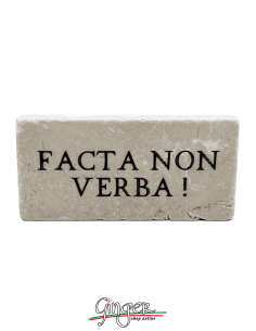 "New" - Magnet in real raw Italian marble - Facta non verba (Deeds not words)