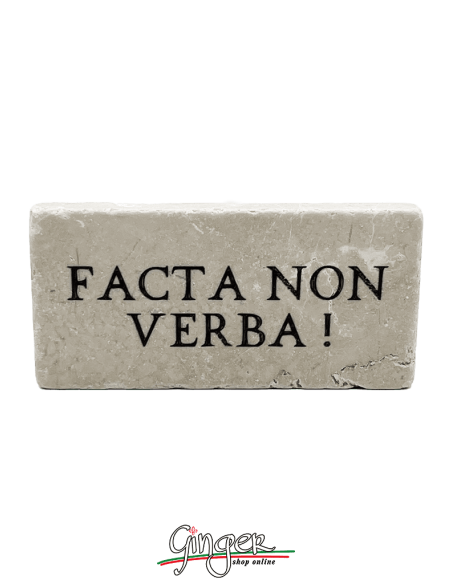 "New" - Magnet in real raw Italian marble - Facta non verba (Deeds not words)
