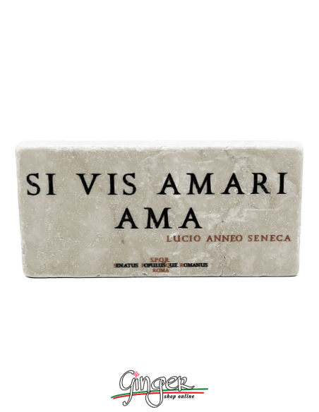 "New" - Magnet in real raw Italian marble - Si vis amari, ama (If you wish to be loved, love)