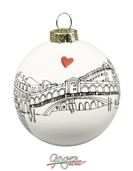 "Novità" Addobbi Palla di Natale - Città d'Italia: Venezia B&N - 80 mm