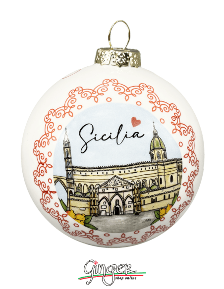 "Novità" Addobbi Palla di Natale - Città d'Italia: Sicilia Taormina e Palermo - 80 mm