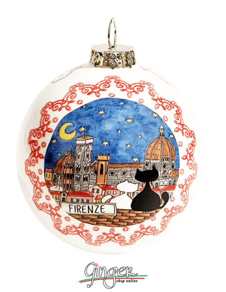 Christmas Ornaments - Florence watercolor: Old Bridge and Landscape 60 mm (2.36") - 80 mm (3.14")