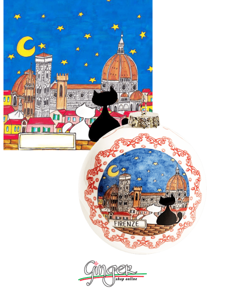 Christmas Ornaments - Florence watercolor: Old Bridge and Landscape 60 mm (2.36") - 80 mm (3.14")