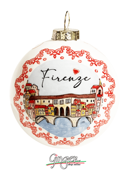 Christmas Ornaments - Florence watercolor: Old Bridge and Landscape 60 mm (2.36") - 80 mm (3.14")