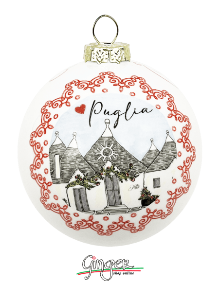 "Novità" Addobbi Palla di Natale - Città d'Italia: Puglia e Alberobello- 80 mm