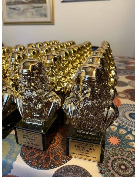 Trophies: Leonardo da Vinci gilded and with a marble base