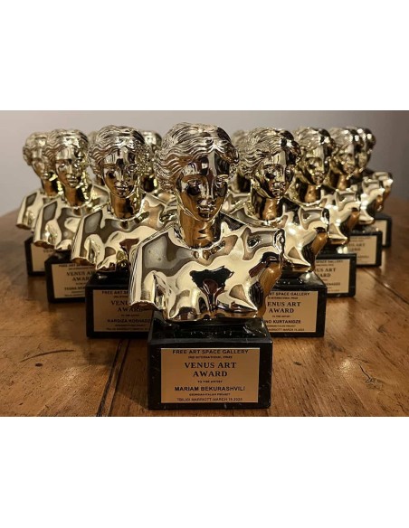 Trophies: Gold Painted Venus of Milo bust with Marble Base